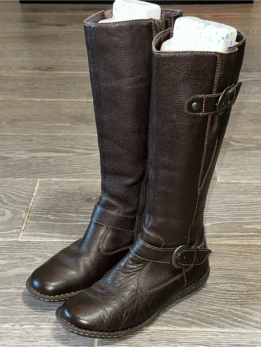 b.o.c. Born Concept Women’s 6 Brown Pebbled Leather Flat Moto Tall Riding Boots